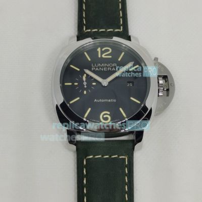 Replica Panerai Luminor Due PAM00904 SS Green Leather Strap Watch 44MM